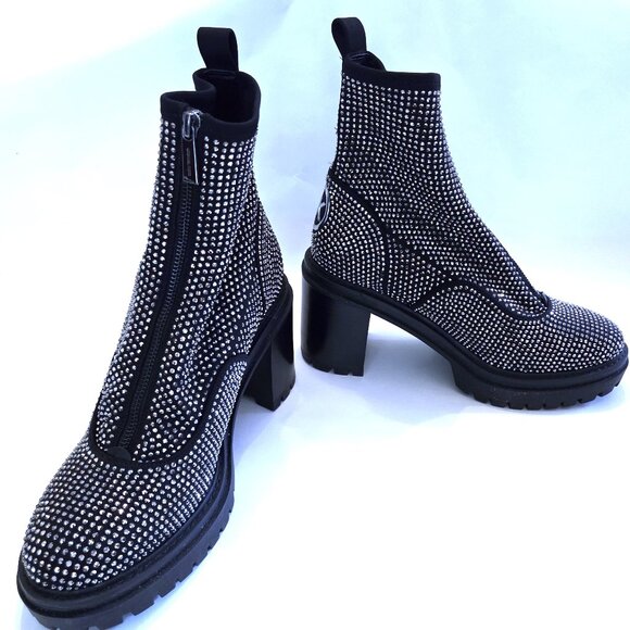 NIB Michael Kors Cyrus Embellished Scuba Ankle Boots Size 10 - Picture 2 of 6